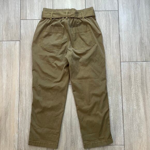 cabi Women’s Size 4 Paperbag Waist Pants Khaki Beige Tie Belt Utility Style 5693 - Picture 2 of 8